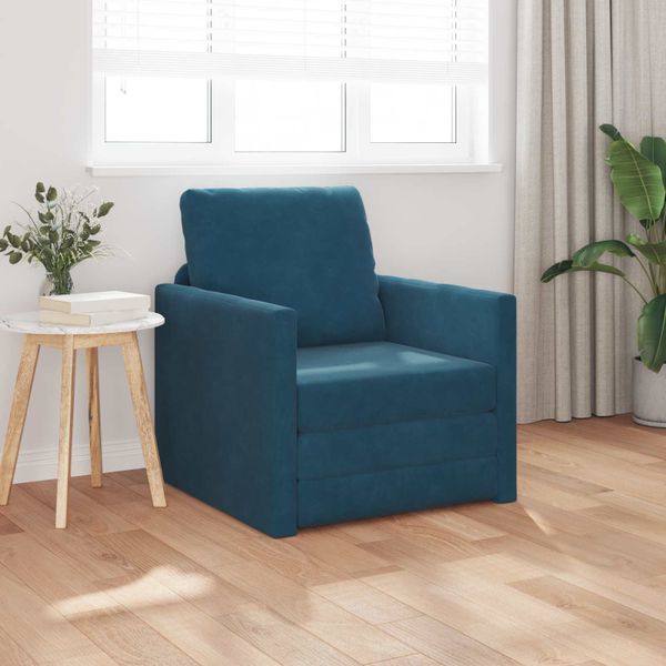 vidaXL Rozkladacia posteľ Modrá 74 x 77 x 81 cm Zamat