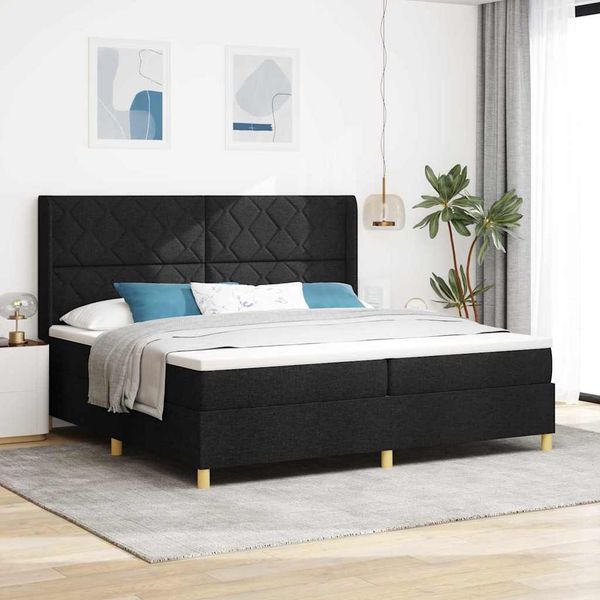 vidaXL Posteľ s pružinovým rámom Čierna 200 x 200 cm látka