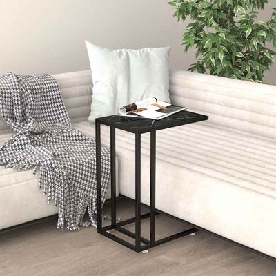 vidaXL Počítačový stolík čierny mramor 50x35x65 cm tvrdené sklo