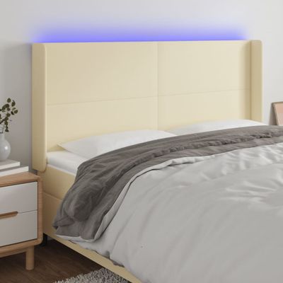 vidaXL Čelo postele krémové 183x16x118/128 cm umelá koža