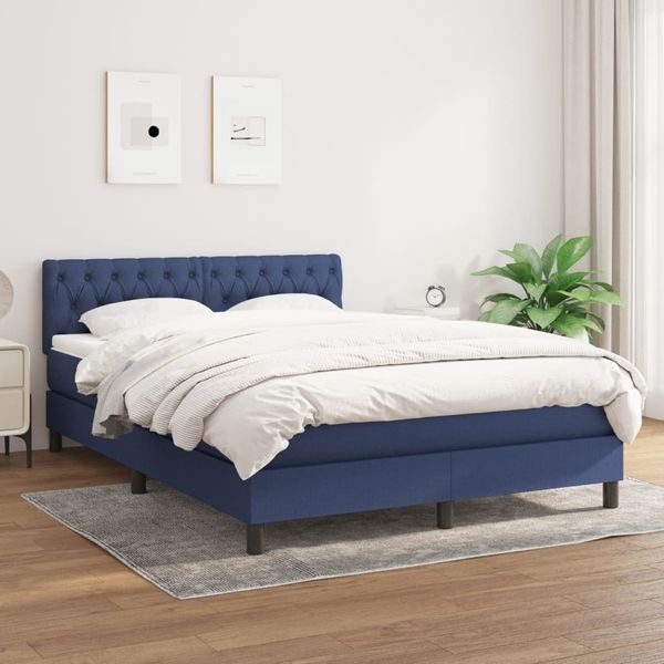 vidaXL Boxspring posteľ s matracom modrý 140x190 cm látka
