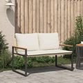 vidaXL lavička Bežová a smotanovo biela 115 x 65 x 72 cm Ratan
