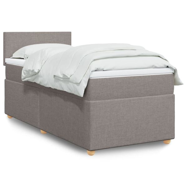 vidaXL Posteľný rám boxsping s matracom sivohnedý 90x200 cm látka