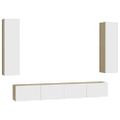 vidaXL 4-dielna súprava TV skriniek biela a dub sonoma drevotrieska