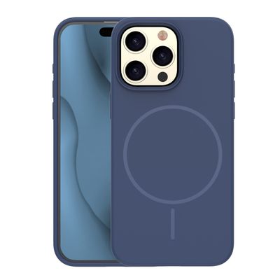 Tenké silikónové puzdro Mag pre iPhone 16 Pro 6,3" tmavomodrá