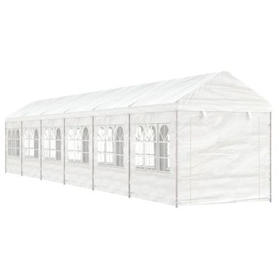 vidaXL Altánok so strechou, biely 13,38x2,28x2,69 m, polyetylén