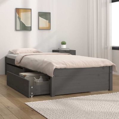 vidaXL Posteľný rám so zásuvkami sivý 90x190 cm jednolôžko
