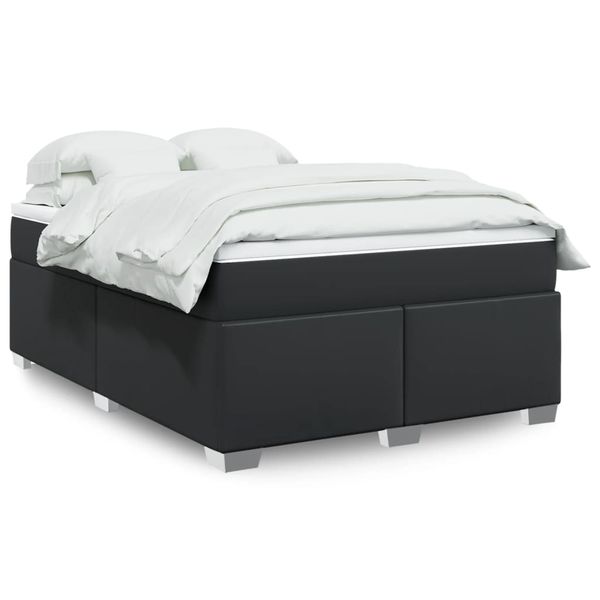 vidaXL Boxspring posteľ s matracom čierna 160x200 cm umelá koža