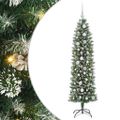 vidaXL Umelý chudý vianočný strom Zelená a biela 150 cm
