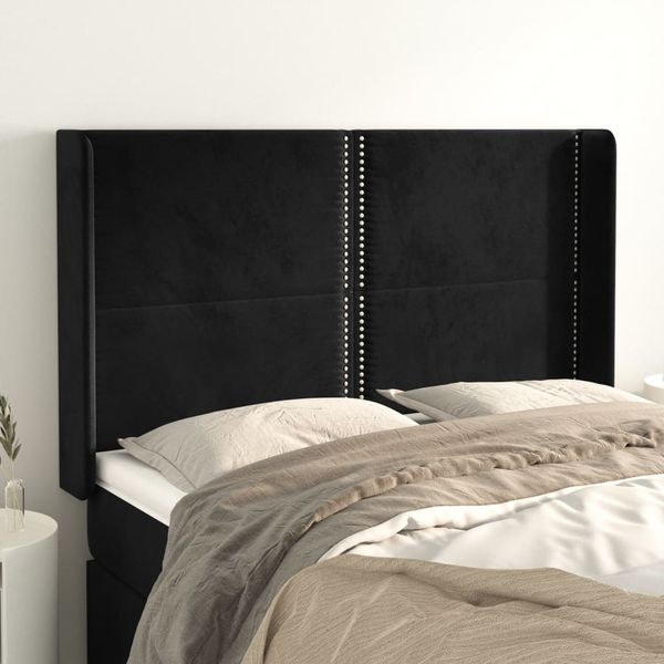 vidaXL Čelo postele so záhybmi čierne 147x16x118/128 cm zamat
