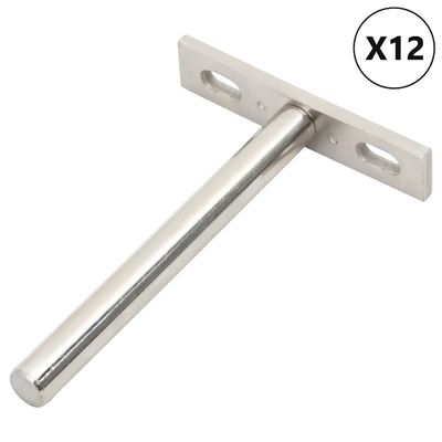 vidaXL Plávajúce konzoly na police 12 ks Neviditeľné Ø10x100 mm Uhlíková oceľ