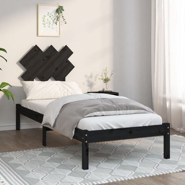 vidaXL Posteľný rám čierny 75x190 cm malé jednolôžko masívne drevo