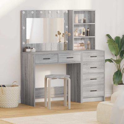 vidaXL Toaletný stolík Svetlosivá 78.5 x 41 x 135 cm Kompozitné drevo