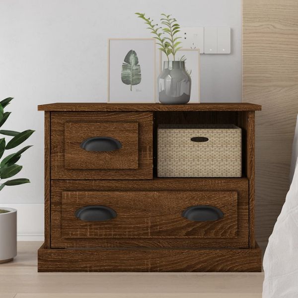 vidaXL Nočný stolík hnedý dub 60x39x45 cm