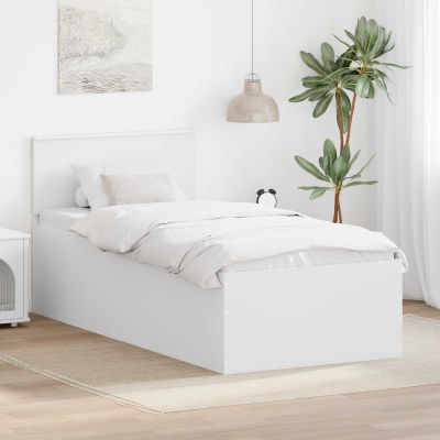 vidaXL Rám postele s čelnou doskou Biela 90 x 190 cm Kompozitné drevo