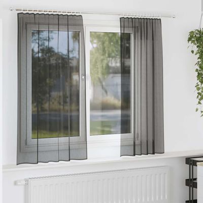 vidaXL Voile záclony s vreckami na tyče, 2 ks, čierne