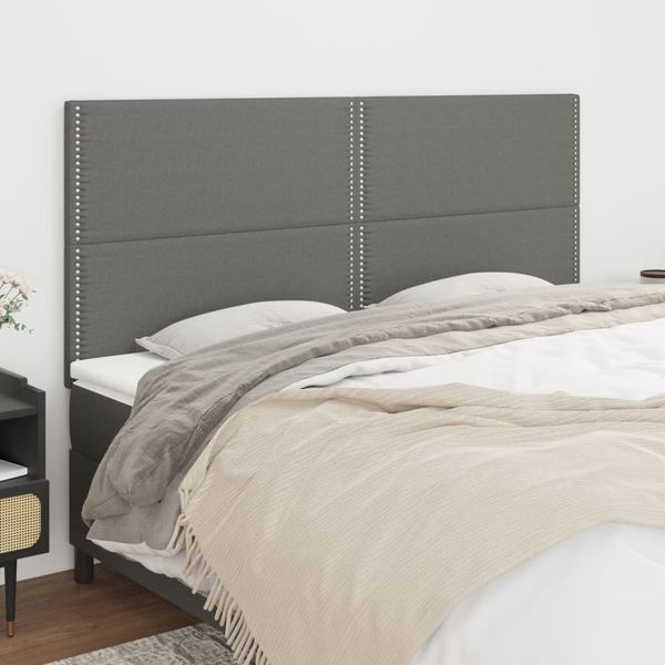 vidaXL Čelo postele tmavosivé 200x5x118/128 cm látkové