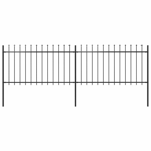 vidaXL Záhradný plot s vrchnou časťou z ocele 359x100 cm čierny