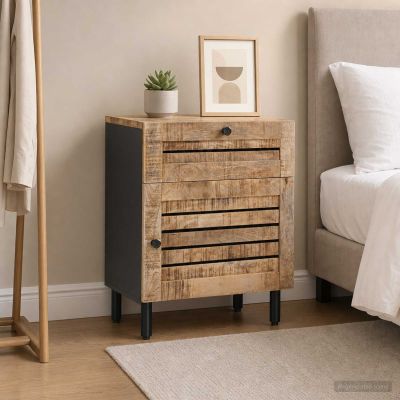 vidaXL Nočný stolík Prírodná 50 x 33 x 60 cm Masívne mango drevo
