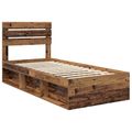 vidaXL Rám postele Staré drevo 100 x 200 cm Masívne borovicové drevo