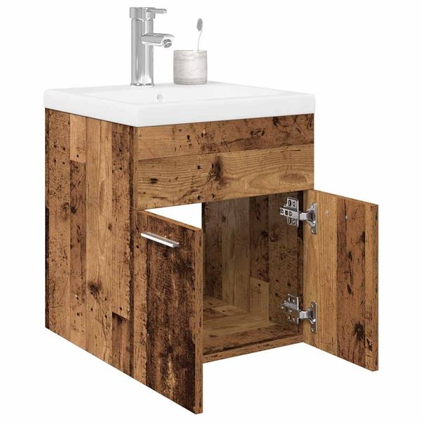 VidaXL drezová skrinka so vstavaným umývadlom a batériou Old Wood