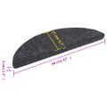 vidaXL Schodové rohože, samolepiace, 15 ks, 56x17x3 cm, tmavošedé, polkruhové
