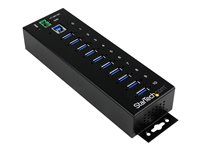 Metal Industrial USB-A Hub with ESD & Surge Protection - Din Rail, Wall or Desk Mountable - TAA Compliant USB Expander Hub (ST1030USBM) - Rozbočovač - 10 x SuperSpeed USB 3.0 - možno montovať na konzolu DIN - DC power - pre P/N: ITB20D3250, USB312SAT3CB, USB315CB2M, USBLT1MWS, USBLT2MBR, USBLTM1MBK, USBLTM1MWH
