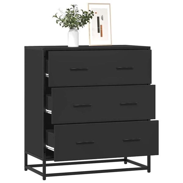 vidaXL Komoda čierna 68x35x76 cm kompozitné drevo a kov