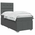 vidaXL LED boxspring posteľ s matracom Tmavosivá 80 x 200 cm Látka