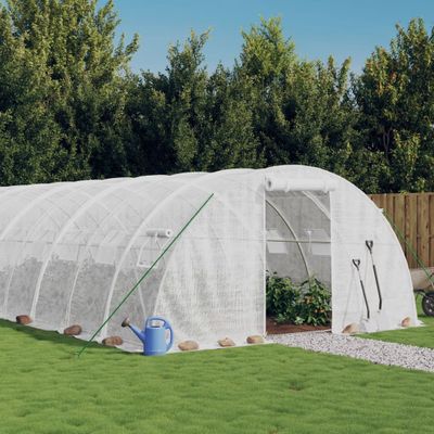 vidaXL Fóliovník s oceľovým rámom biely 80 m² 20x4x2 m