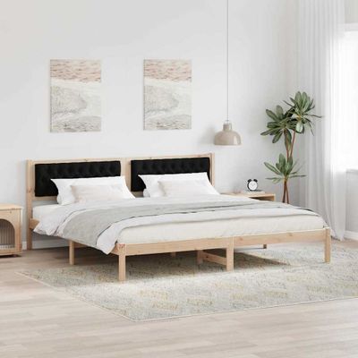 vidaXL Rám postele Čierna 200 x 200 cm Masívne borovicové drevo