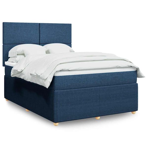 vidaXL Boxspring posteľ s matracom modrý 140x190 cm látka