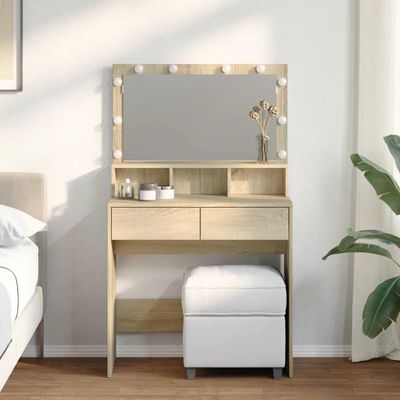 vidaXL Toaletný stolík s LED dub sonoma 80x41x134,5 cm