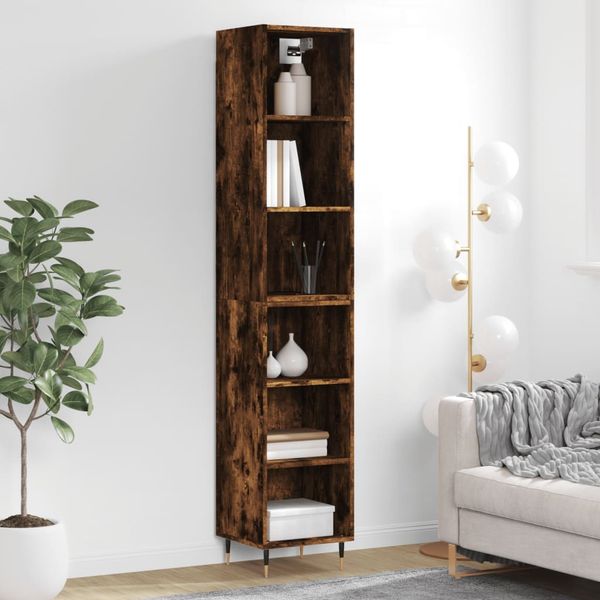 vidaXL Vysoká skrinka dymový dub 34,5x32,5x180 cm spracované drevo