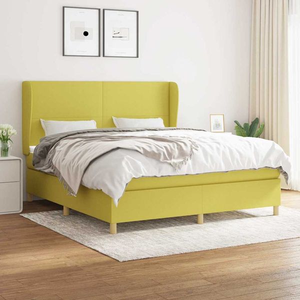 vidaXL Boxspring posteľ s matracom zelená 160x200 cm látka