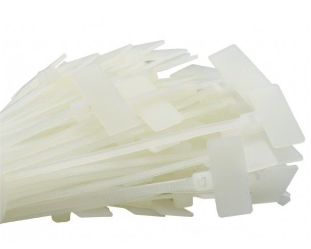 Sťahovací pásik s popisovateľným štítkom 100ks, 2,5 x 100mm, biely Sťahovací pásik s popisovateľným štítkom 100ks, 2,5 x 100mm, biely