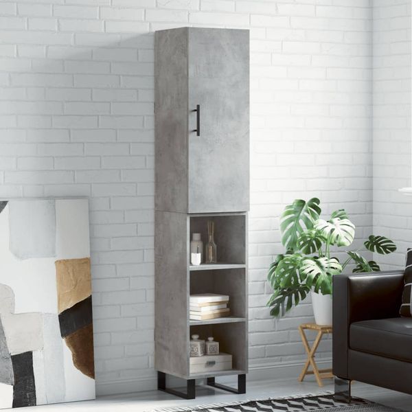 vidaXL Vysoká skrinka betónová sivá 34,5x34x180 cm spracované drevo