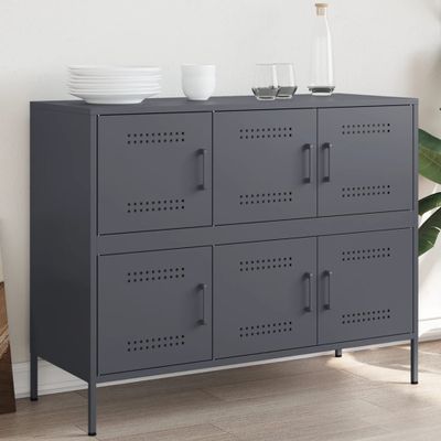 vidaXL Komoda antracitová 100,5x39x79 cm oceľ