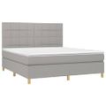 vidaXL Posteľ boxsping s matracom a LED bledosivá 180x200 cm látka