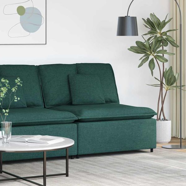 vidaXL Modulová stredová pohovka s vankúšmi, tmavozelená 100 cm