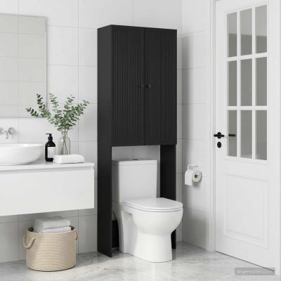 vidaXL Toaletná skriňa EDE Čierna 66 x 25,5 x 190 cm Kompozitné drevo