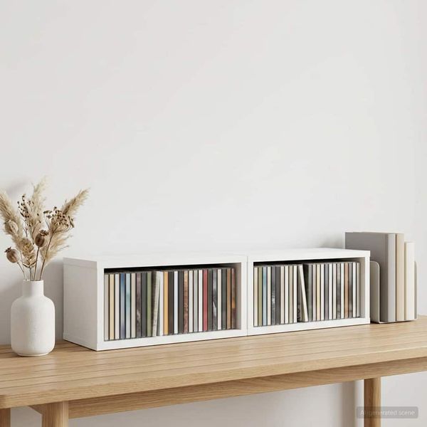 vidaXL Roh na skladovanie CD 2 ks Biela 40 x 17 x 17 cm