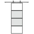 vidaXL Posuvné dvere čierne 76x205 cm tvrdené sklo a hliník