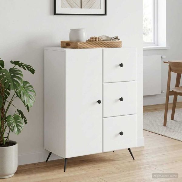 vidaXL Servírovacia skriňa Biela 66 x 34,5 x 90 cm Kompozitné drevo