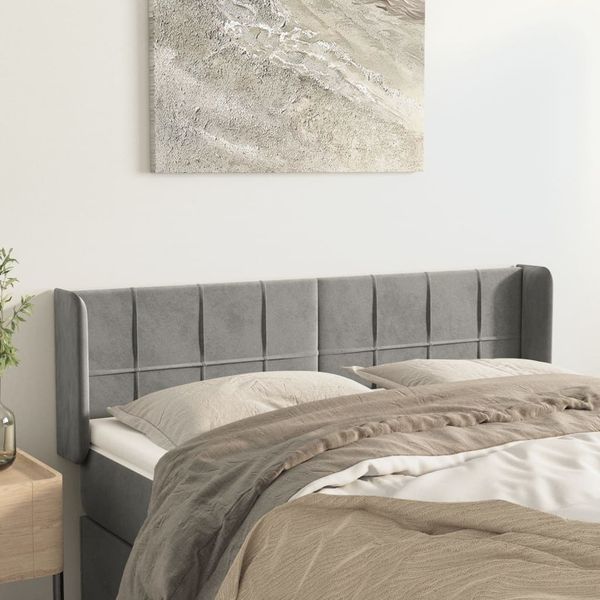 vidaXL Čelo postele so záhybmi bledosivé 147x16x78/88 cm zamat