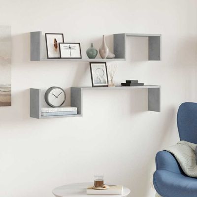 vidaXL Nástenné police 2ks, betónovo sivé 100x15x20cm kompozitné drevo