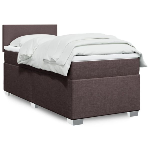 vidaXL Boxspring posteľ s matracom tmavohnedá 90x190 cm látka