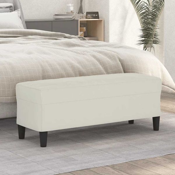 vidaXL Lavička krémová 100x35x41 cm zamat