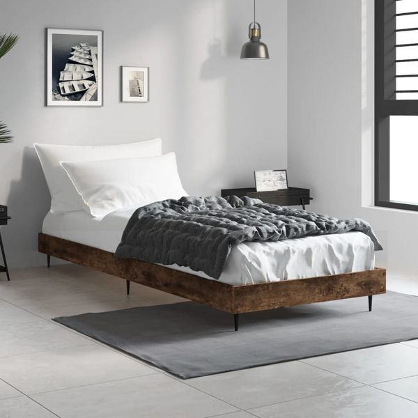 vidaXL Posteľný rám bez matraca dymový dub 75x190 cm kompozitné drevo