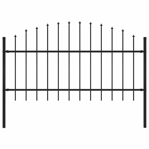 vidaXL Záhradný plot Woerden s vrchnou časťou v tvare oštepu, oceľový 170x125 cm, čierny